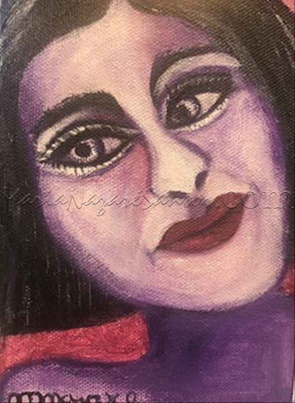 <b>Cod.: </b> 322, <b>Title:</b> The girl of purple, <b>Dimencion:</b> 5 x 5 in, <b>Year:</b> 2019, <b>Technical:</b> oil on canvas, <b>Status:</b> Available