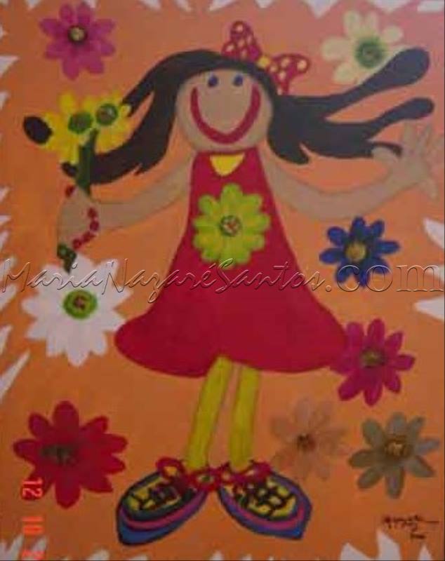 <b>Cod.: </b> 440, <b>Title:</b> Girl and her Delightful World, <b>Dimension:</b> 19.5x15.6 (in), <b>Year:</b> 2006, <b>Technical:</b> acrilic on screen, <b>Status:</b> Unavailable