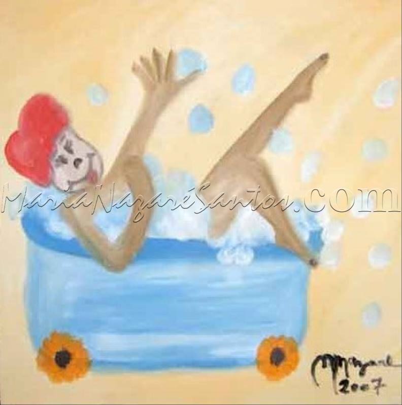 <b>Cod.: </b> 447, <b>Title:</b> Bubble Bath, <b>Dimension:</b> 11.7x11.7 (in), <b>Year:</b> 2007, <b>Technical:</b> oil on screen, <b>Status:</b> Available