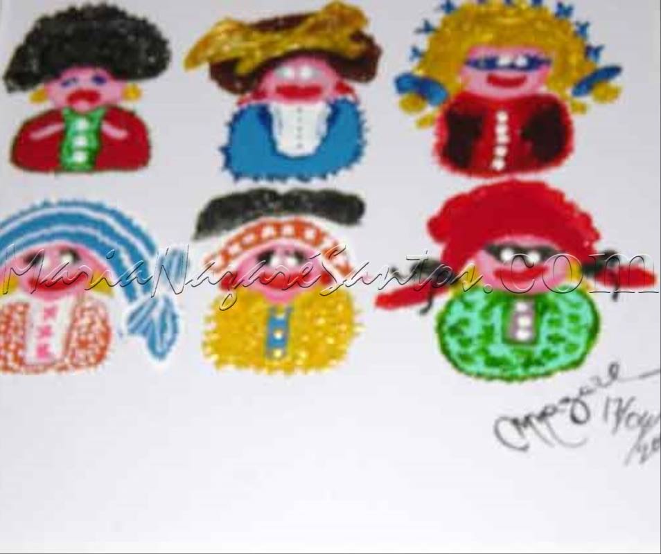 <b>Cod.: </b> 450, <b>Title:</b> Children's Faces, <b>Dimension:</b> 19.5x19.5 (in), <b>Year:</b> 2005, <b>Technical:</b> acrilic on screen, <b>Status:</b> Available