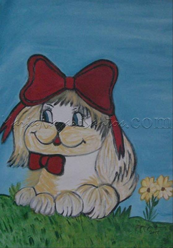<b>Cod.: </b> 464, <b>Title:</b> Nina my Mother's Puppy, <b>Dimension:</b> 27.3x19.5 (in), <b>Year:</b> 2007, <b>Technical:</b> acrílic on screen, <b>Status:</b> Available